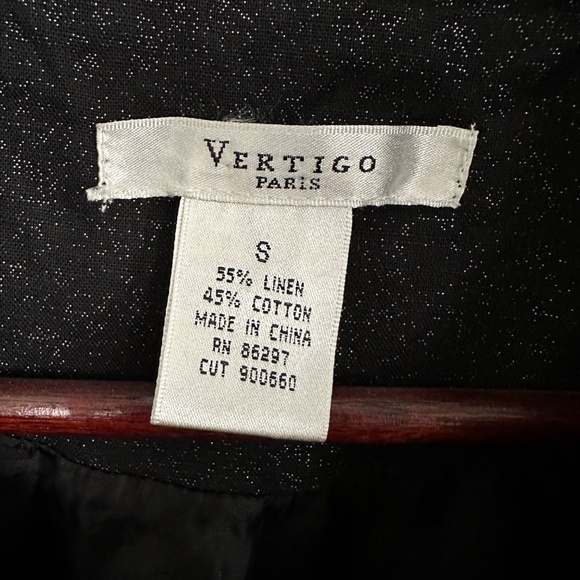 Vertigo Paris Black Linen Shimmer Top Cardigan Large Snap Buttons Size S NWOT - Picture 8 of 9